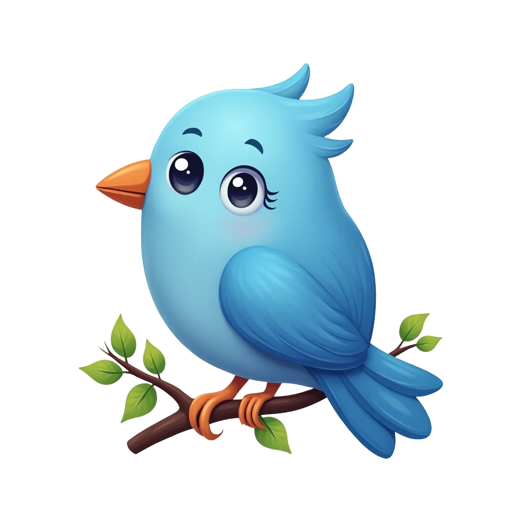 Cute Blue Bird on a Branch